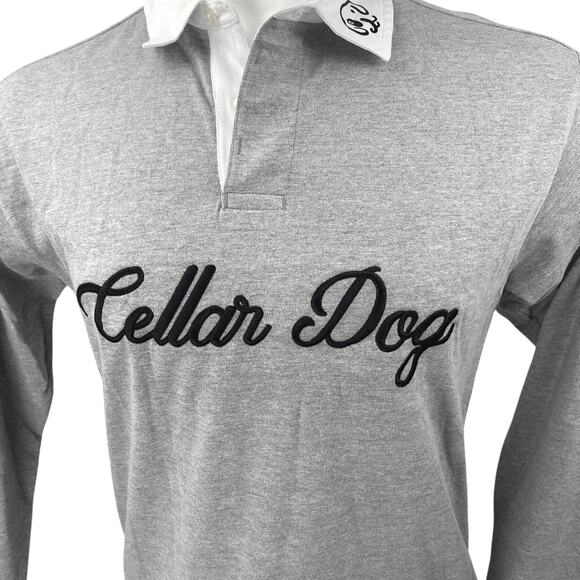 Ascolour Cellar Drop Mens Gray Embroidered Long Sleeve Colla Polo Sweater Top OS - Picture 3 of 4